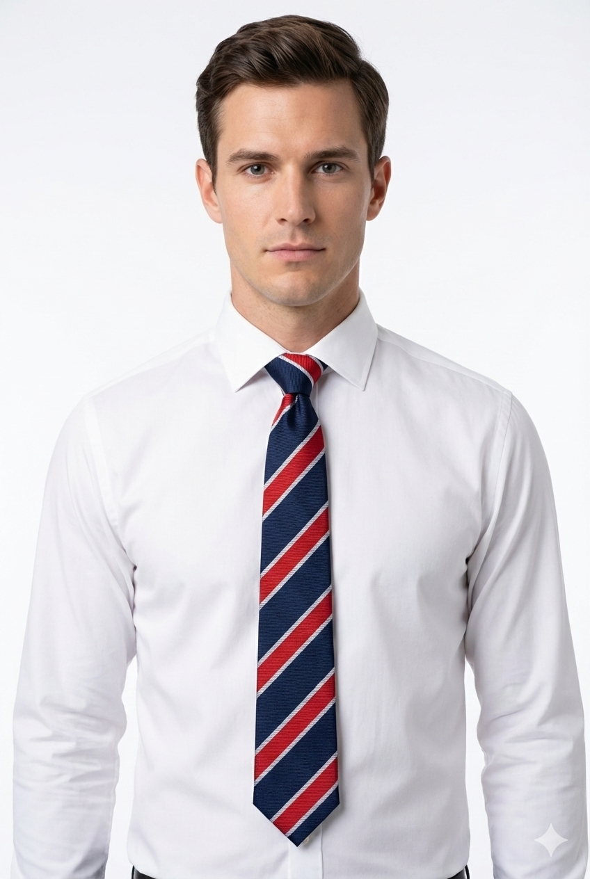 The Britannia Stripe - Navy, Crimson & Silver Line