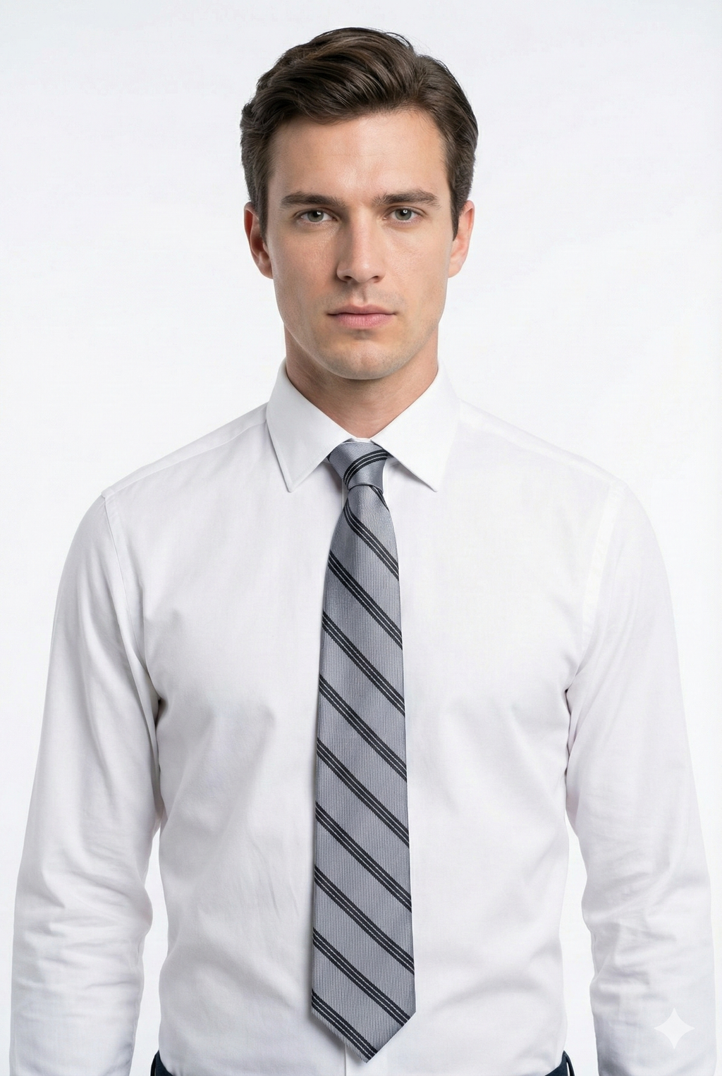 The Regent Stripe - Silver & Obsidian